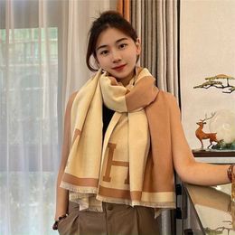 30% OFF scarf Autumn and Winter New Korean Versatile Cashmere Scarf Women's Thickened Air Conditioning Room Warm Double sided Letter Shawl5V65