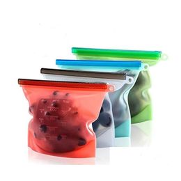 Reusable Grocery Bags Sile Food Fresh Lunch Bag Sandwich Snack Liquid Zer Airtight Seal Vegetable Fruit Storage Drop Delivery Home G Dhxly