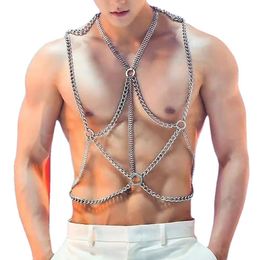 Men's Tank Tops sexy body chain sex wear hollow bondage flirting props fashion metal 230915