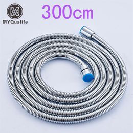 Stainless Steel 3M Flexible Shower Hose Bathroom Water Hose Replace Pipe Chrome Brushed Nickel326T