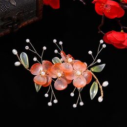 Hair Clips Chinese Pins And Side Simple Flower Hairpins Retro Fashion Headpieces For Women Girls Hanfu Dress Accessories