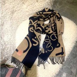 20% OFF scarf Wool LO Luo 22 Autumn/Winter New Double sided Neck Graffiti Old Flower Live Cashmere Scarf 1{category}