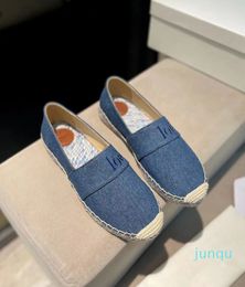 Summer New Women Straw shoes Designers Fashion High quality Casual knit Denim Fisherman shoes Size