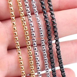 Whole 5pcs jewelry wide 3mm Box Rolo Chain Necklace Stainless Steel Fashion Men's Women Jewelry Silver gold black 18 222O