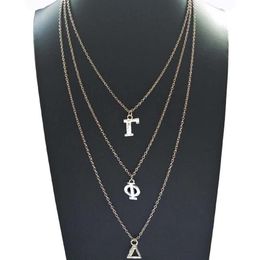 Beyou Greek Sorority Gamma Phi Delta letters Multilayer chain Custom Necklace240a