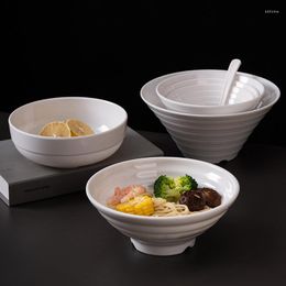 Bowls Melamine White Noodle Bowl Thickened Japanese Style Ramen Imitation Porcelain Plastic Rice Kitchen Tableware Utensils