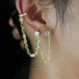 Dangle Earrings 2023 Fashion Gold Colours Ear Cuff With Shiny Clip For Women Paved White Cz Trendy Jewellery Cool Gifts