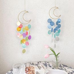 Decorative Figurines Wind Chime Eye-catching Exquisite Creative Easy Installation Handmade Bright-colored Shell Moon Hanging Dream Catcher