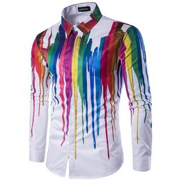 Mens Casual Shirts High Street Shirts Urban Fashion Shirt Ink Splash Paint Designer Shirt For Men Over Size287R