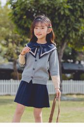 2023Kids Girls' Spring and Autumn College Style Set Children's English Knitted Sweater Two Piece Set Clothing Christmas Gift