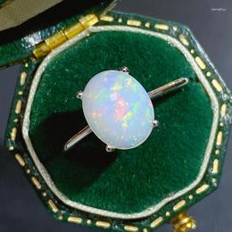 Cluster Rings 3 High Quality Opal Ring Fire Colour Is Very Good. The Shopkeeper Recommends 925 Sterling Silver Lady