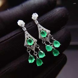 Stud Earrings Natural Emerald Earring Fashionable Gem Quality 925 Silver 4x5mm