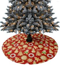 Christmas Decorations Watercolour Gingerbread Tree Skirt Base Cover Xmas Home Carpet Mat