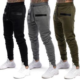 Januarysnow Mens Jogger Zip pocket Sweatpants Man Gyms Workout Fitness Cotton Trousers Male Casual Fashion Skinny Track Pants295Q