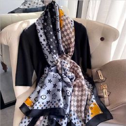 30% OFF scarf Simulated Women's Korean Edition Sun Protection New Silk Print Scarf Air Conditioning Large Shawl9VV3