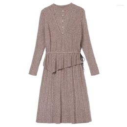 Casual Dresses 2023 Winter Autumn Knitted Fashion Women Dress Sets Women's Suit With Long Sleeve Pullover Top Basic Skirt T39