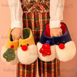 Slippers Cute Cartoon Santa Claus Slippers Winter Warm House Cartoon Women Fur Slippers Bedroom Floor Mute Ladies Fluffy Cotton Shoes babiq05