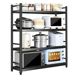 Kitchen shelving Floor-to-ceiling multilevel fenced microwave oven storage rack Household pot and dish storage rack