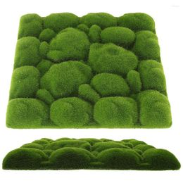 Decorative Flowers 2 Pcs Faux Indoor Plants Foam Flocking Simulation Moss Green Background Wall Micro Landscape Prop Fake Decor Decoration