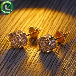 Gold Earrings Designer Stick for Men Women Cubic Zirconia Jewelry Hip Hop Accessories Iced Out Stud Earring217H