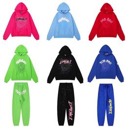Sp5der Young Thug 555555 Men Women Hoodie High Quality Foam Print Spider Web Graphic Pink Sweatshirts y2k Pullovers S-2XL207b