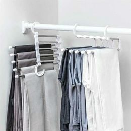 Portable Clothes Hanger Multifunctional Pants Rack Stainless Steel Trousers Holder Clothes Organiser Storage Rod White322P