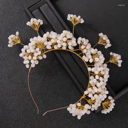 Hair Clips Gold Handmade Headbands For Wedding Accessories White Crystal Rhinestone Hairbands Princess Vines Party Women Jewelry