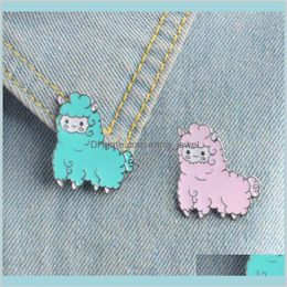 Pins Brooches Kawaii Animal Alpaca Brooch Pin Badge Brooche Shirt Denim Jacket Decorated Women Girl Cute Jewelry Gifts Drop Delive251R