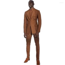 Men's Suits Brown Suit Slim Fit 2 Piece One Button Blazer Pants Sets Casual Outfit For Men Wedding Groom Prom Dress Male Jacket