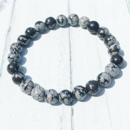 MG0391 A Grade Snowflake Obsidian Bracelet Healing Crystals Meditation Bracelet Protection Spiritual Gift Whole2638