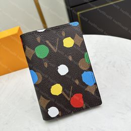 Designer wallet Polka Dot Yayoi Kusama's water drop pattern womens wallets leather passport cover brand credt card holder mens passport holder wallet N60181