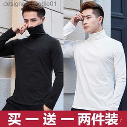 Men's Hoodies Sweatshirts X.D T-Shirts Autumn and Winter Men's Long Turtleneck Bottoming Shirt Trendy Korean Style Long SleeveTT-shirt Men's Flee L230916