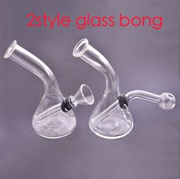 Wholesale cheap Mini Glass oil burner Bong hookahs Beaker thick straight catcher classical smoking water dab rig tobacco bongs pipes