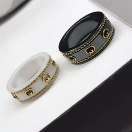 2021 new fashion ceramic Band Rings high quality couple ring simple wedding Jewellery with box323N