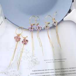 Dangle Earrings BALANBIU Delicate Multicolor Crystal Flower Drop For Women Gold Colour Brass Tassel Fashion Jewellery Accessories