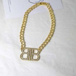 Jewellery bb necklace Heavy Industry Advanced Diamond Inlaid Cuban Chain Double Letter Pendant Necklace Fashion Personality Celebrity Wind Collar Chain4581