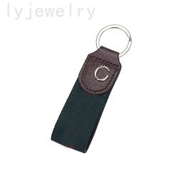 Simple designer keychain stripe webbing keyring for wallet car trendy luxurious gift portachiavi retro brown leather letter key chain popular pj055