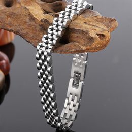 Link Chain 10MM Mesh Link Watch Wristband Bracelet For Men Women Golden Stainless Steel Mannen Armband Hand Jewelry Logo Engravea3073