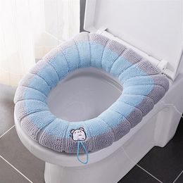 Toilet Seat Covers Thicken Case Cover Mat Winter Warm Soft Washable Closestool Lid Pad Bidet Cushion Bathroom Accessory274A