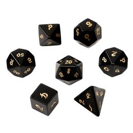 Natural Obsidian Polyhedral Loose Gemstones Dice 7pcs Set Dungeons & Dragons Stone Dice Set DND RPG Games Ornaments Spot Goods Wholesale Accept Customised