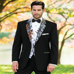 Black Camouflage Wedding Tuxedos British style Custom Made Camo Mens Suit Slim Fit Blazer Wedding Suits for mensuit pant vest Pr3012