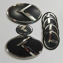 7pcs 3D black carbon K Emblem sticker for KIA new Forte YD K3 2014-2015 car emblems260t