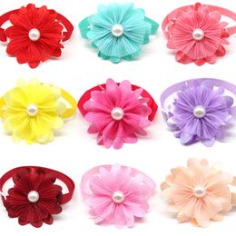 Dog Apparel 50100pcs Bowtie Spring Pearl BowtiesCollar For Dogs Samll Cat Bow Tie Neckties Pets Grooming Accessories 230915
