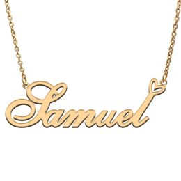Pendant Necklaces Samuel Love Heart Name Necklace Personalised Gold Plated Stainless Steel Collar For Women Girls Friends Birthday237P