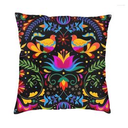 Pillow Colourful Mexican Flowers Pattern Pillowcover Home Decorative Mexico Folk Floral Art Cover Throw For Sofa