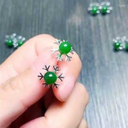 Stud Earrings S925 Silver-encrusted And Tianyu-blue-beaded Snowflake Ear Nails Pure Silver