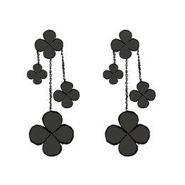 Women Gilrs Dangle & Chandelier Earrings Clover Four-leaf 4 Flowers Mother-of-Pearl Designer Jewellery Sterling Silver High Quality3230