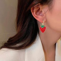 Dangle Earrings Fruit Lemon Strawberry Cute Wind Alloy Oil Dropping Jewellery Pave Hoop Trendy