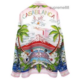 Casablanca 22ss table tennis club shirts fortune cat stadium long sleeve men designer shirt234m
