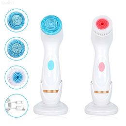 Electric Face Scrubbers Facial Cleansing Brush 3 Heads Sonic New Face Spin Brush Set Galvanica System For Skin Deep Cleaning Remove Blackhead Machine L230920